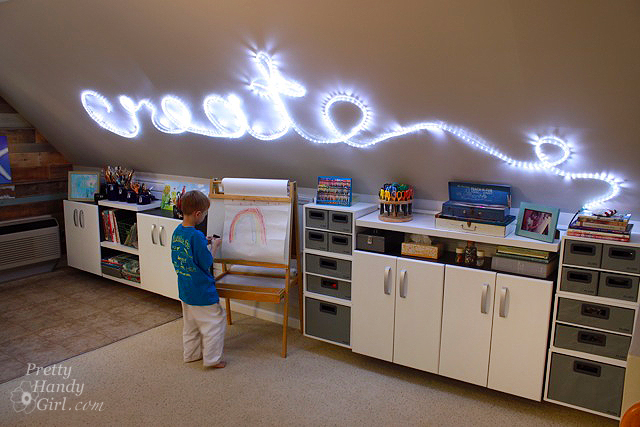 rope light wall word create lighting lights led creating studio room sign creative boy2 decorating space prettyhandygirl relatively process easy