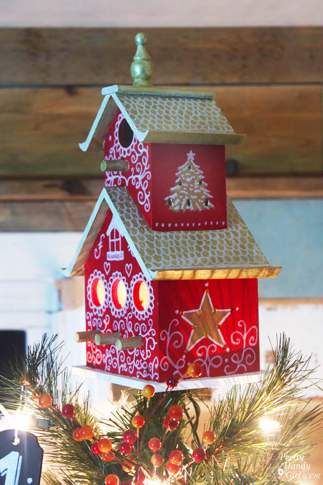 Painted Bird House Tree Topper Pretty Handy Girl