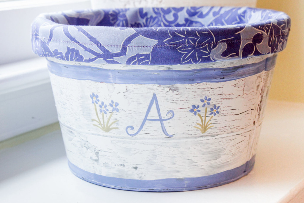 Faux Chippy Painted Metal Pail with Liner