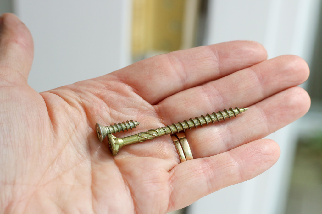 long and short screw in hand