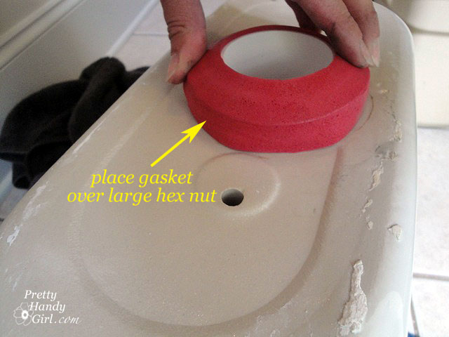 install_gasket_over_hex Toilet Repairs Replacing the Overflow Tube and Flapper