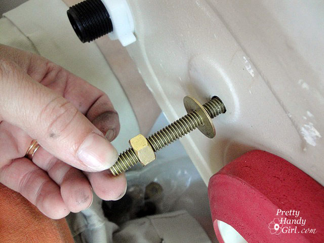 thread_nut_washer_on Toilet Repairs Replacing the Overflow Tube and Flapper