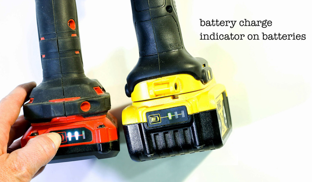 battery charge indicator on cordless battery