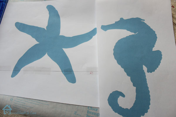 starfish and seahorse silhouttes