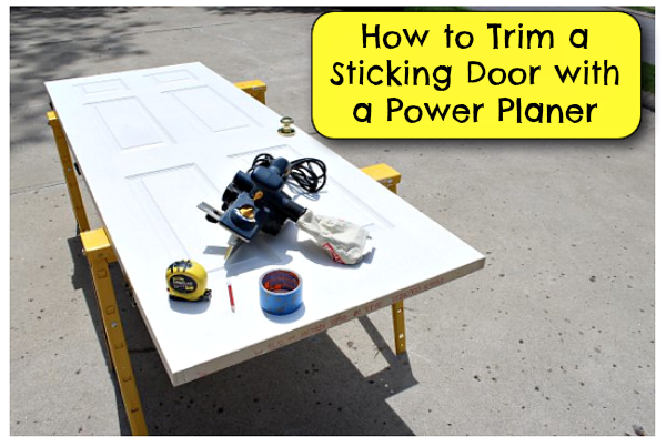 Trim a door with a power planer