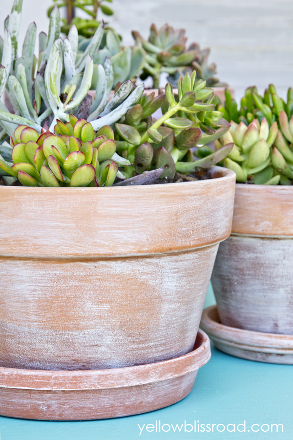 faux weathered clay pots