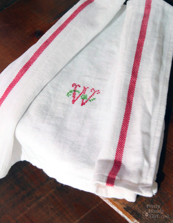 Faux Cross Stitch Tea Towel | Pretty Handy Girl