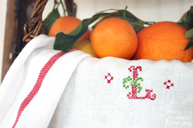 Hostess Gift Ideas - DIY Faux cross stitch Tea Towel