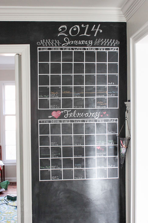 2014 chalkboard calendar wall