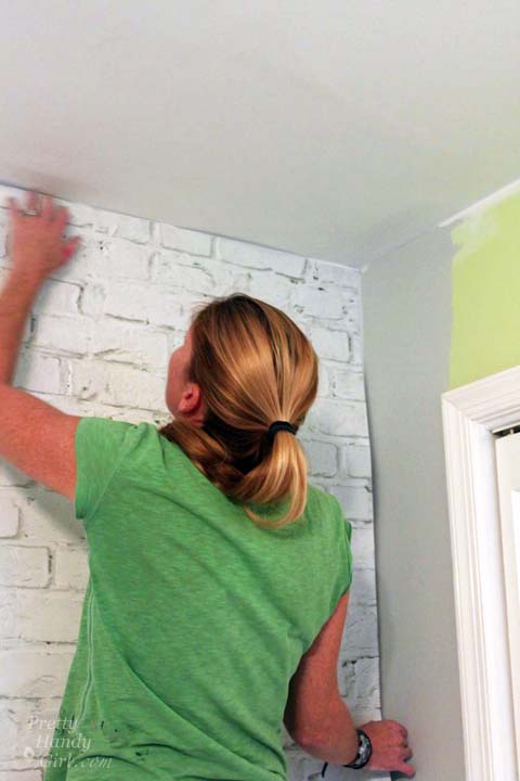 Installling Brick Mural Wallpaper | Pretty Handy Girl