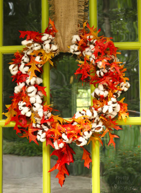 Cotton Fall Wreath and Décor for the Entryway