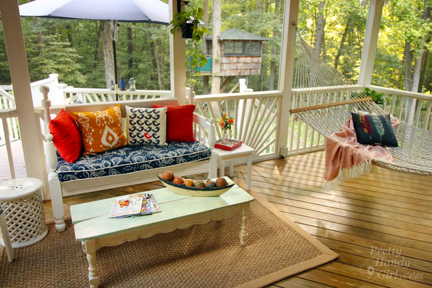 Screen Porch Decorated for Fall | Pretty Handy Girl