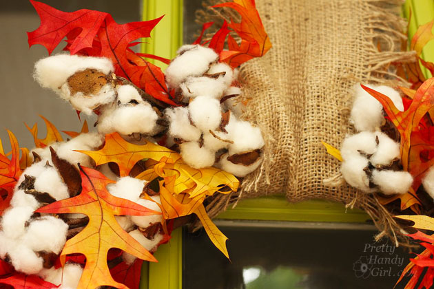 Cotton Fall Wreath and Décor for the Entryway