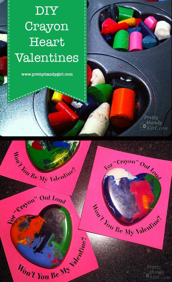 Skip the candy with these DIY melted crayon valentines from Pretty Handy Girl! | DIY Valentine's Day gifts #holidaygifts #prettyhandygirl 