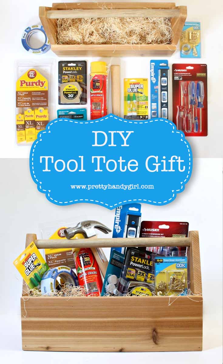 Check out this DIYÂ tool tote gift idea. It'sÂ perfect for Father's Day, a Honey-Do Shower, New Homeowners, or basically any occasion â€” because who doesn't love tools?!! | DIY gift ideas | Father's Day gift idea | Pretty Handy Girl | #prettyhandygirl #DIYgift #handmadegift #fathersdaygift