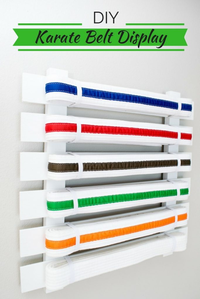 It may take years to earn all the belts, but it will only take you minutes to make this DIY karate belt display!