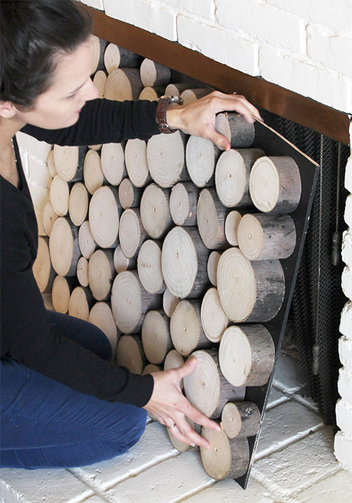 Wood Slice Fireplace Draft Stopper