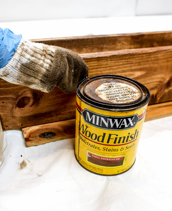 Wipe on Minwax Early American Stain.