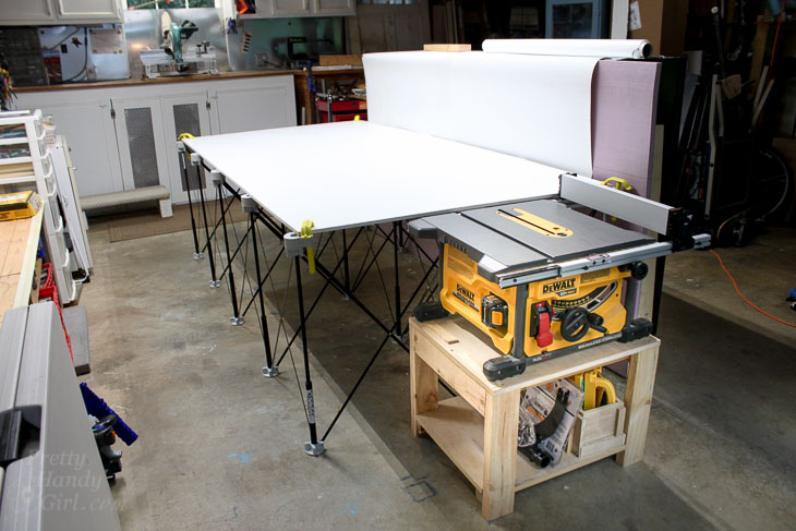 Table Saw Stand and Collapsible Out Feed Work Table