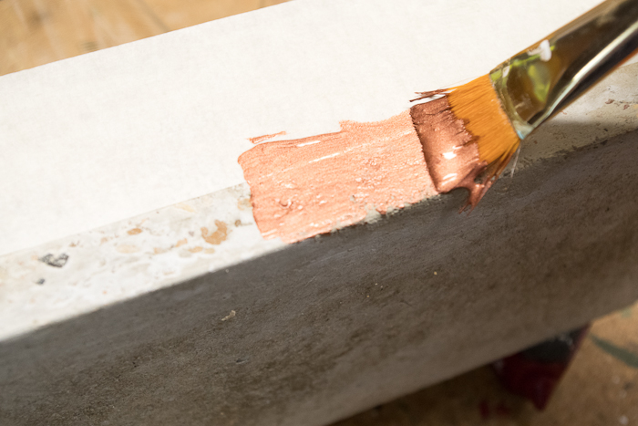 DIY Concrete Desk Organizer- paint bottom section with copper paint
