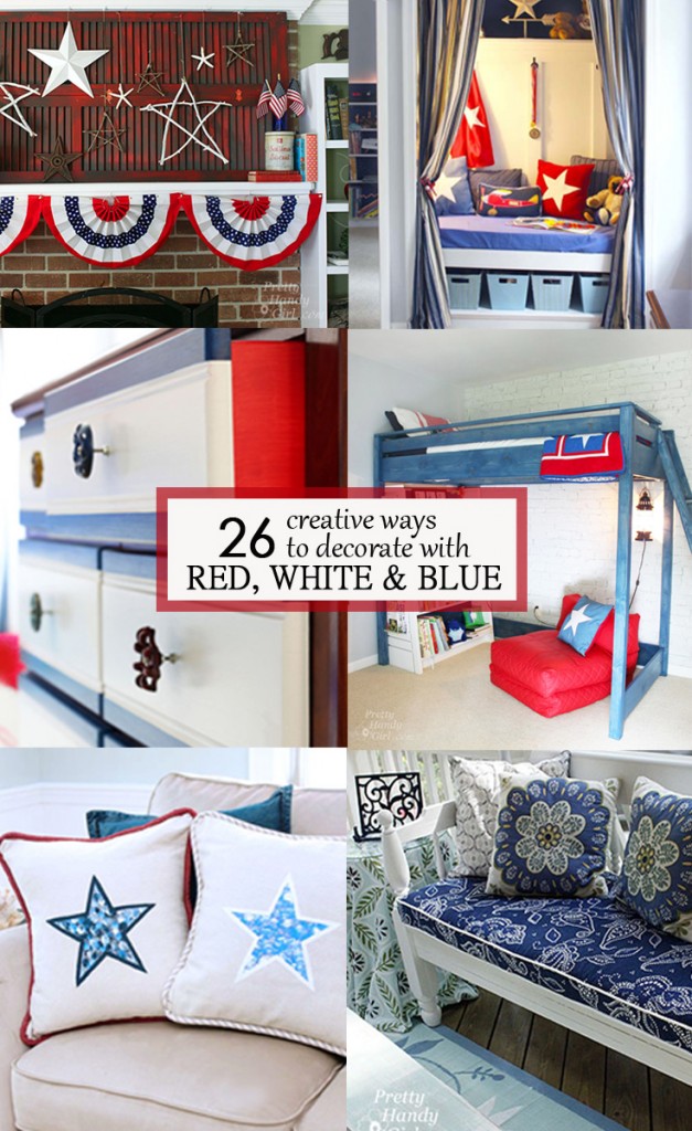 Check out these 26 creative ways to decorate with Red, White and Blue for some inspiration for bold and bright home decor. 