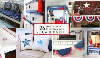 social media image 26 ways to decorate with red white and blue