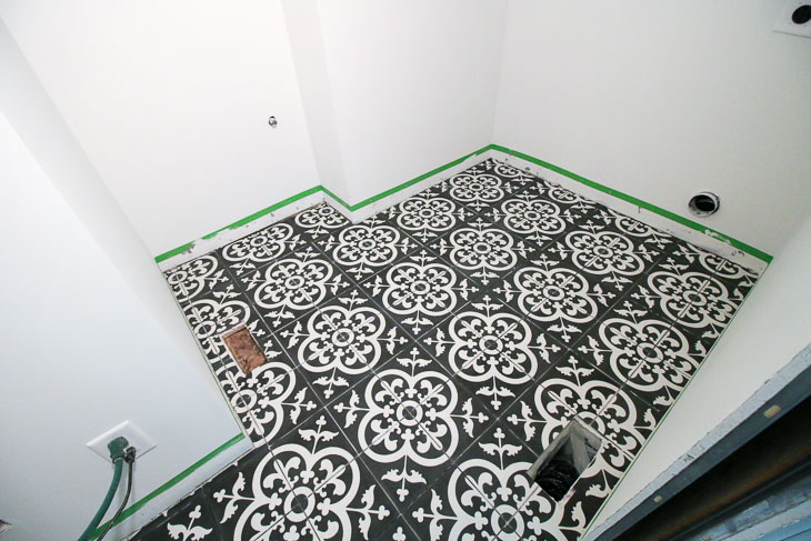 Avington Cement Tiles laid in laundry room