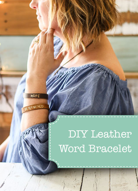DIY Leather Word Bracelet