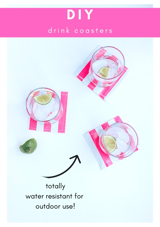 DIY Drink Coasters - Water Resistant fabric and perfect for Outdoor Use and Summer Parties!