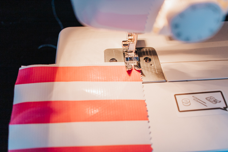 sew both layers or oilcloth fabric together