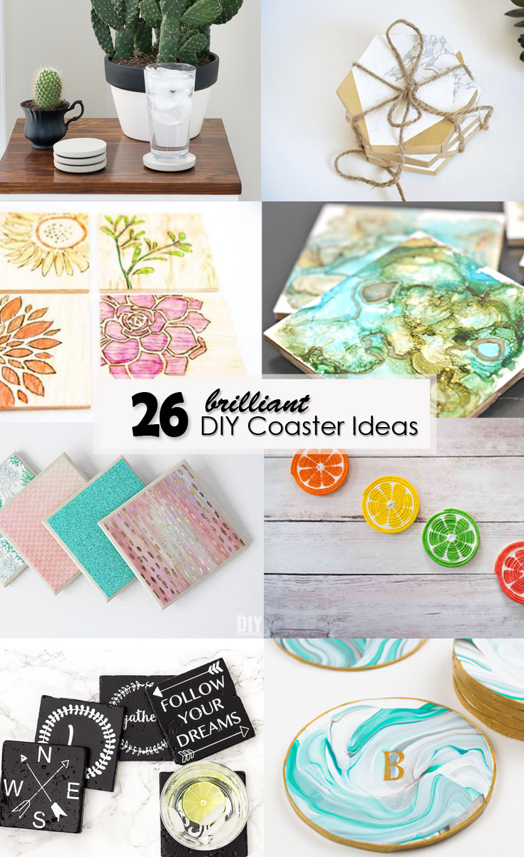26 brilliant DIY Coaster Ideas Pinterest image