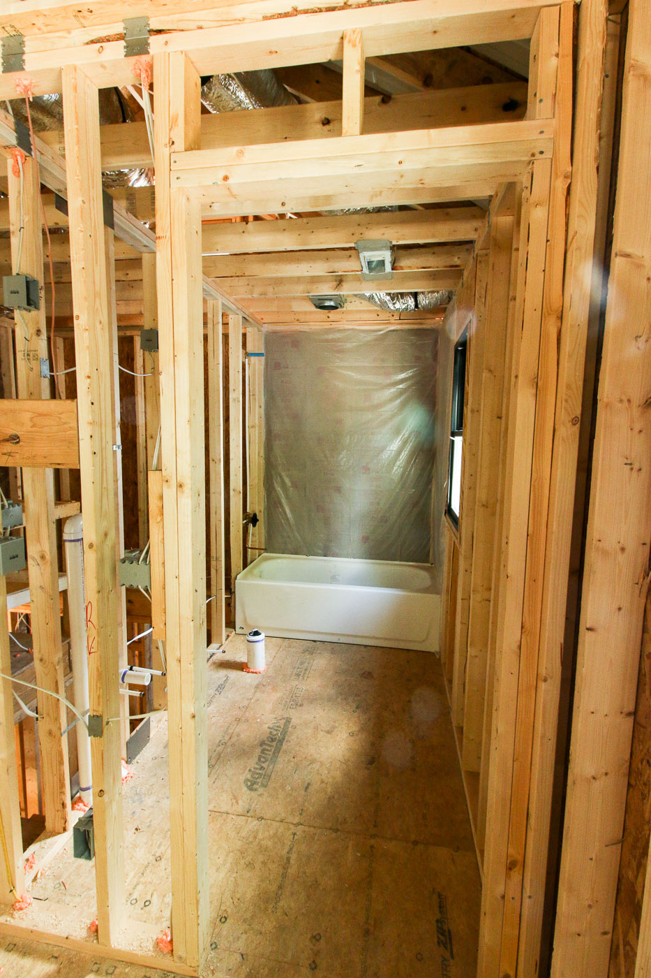 Upstairs Bathroom Framing and tub in