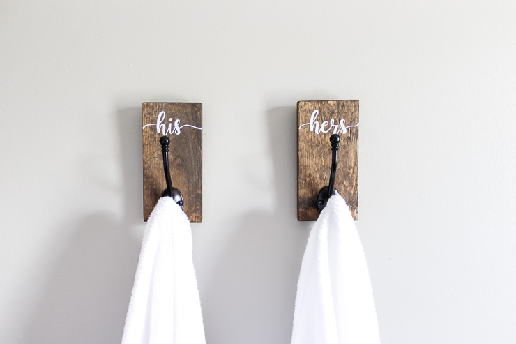 Finished His and Hers towel hooks