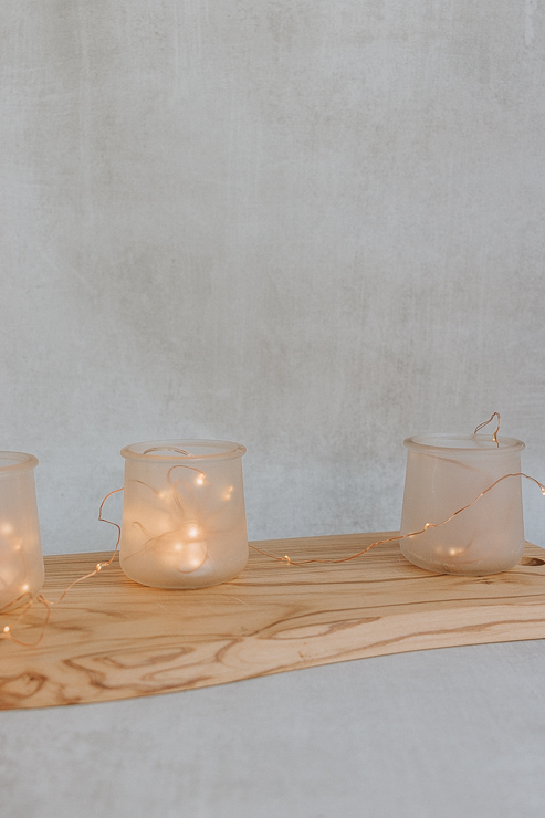 Frosted Candle Holders hold fairy lights too