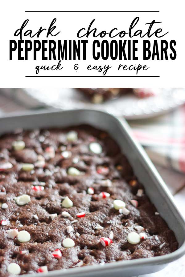 Dark Chocolate peppermint cookie bars pin image