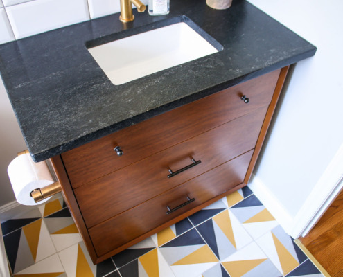 Turning a Mid-Century Modern Dresser into a Bathroom Vanity